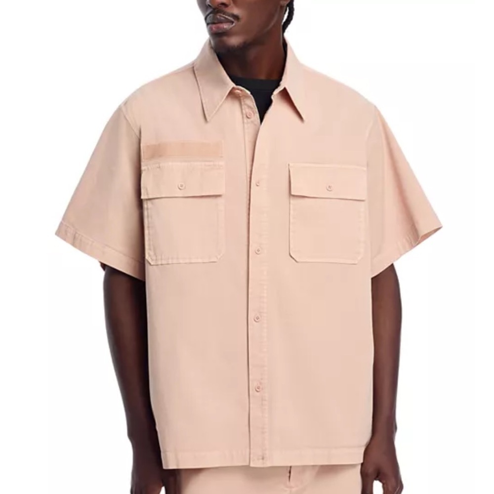 Helmut Lang Light Peach Relaxed Short Sleeve Shirt Size XL